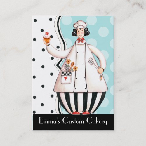 Chef Girl Cupcake Business Card - Black Hair