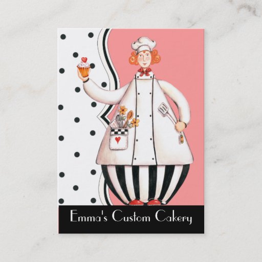 Customizable Chef Girl Cupcake Business Card - Red-Orange Hair