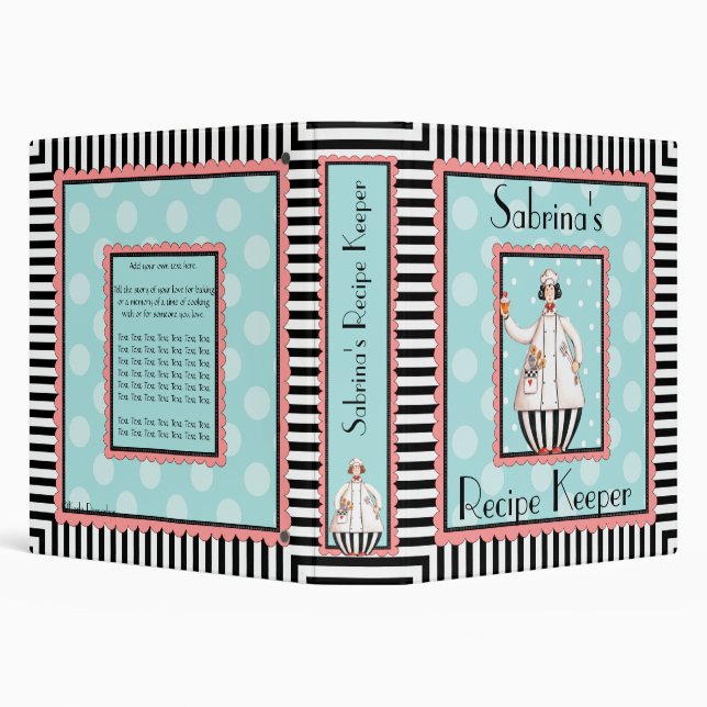Chef Girl Recipe Keeper -Pink Trim with Black Hair Binder (Background)