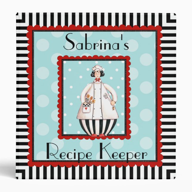 Chef Girl Recipe Keeper - with Black Hair Binder (Front)