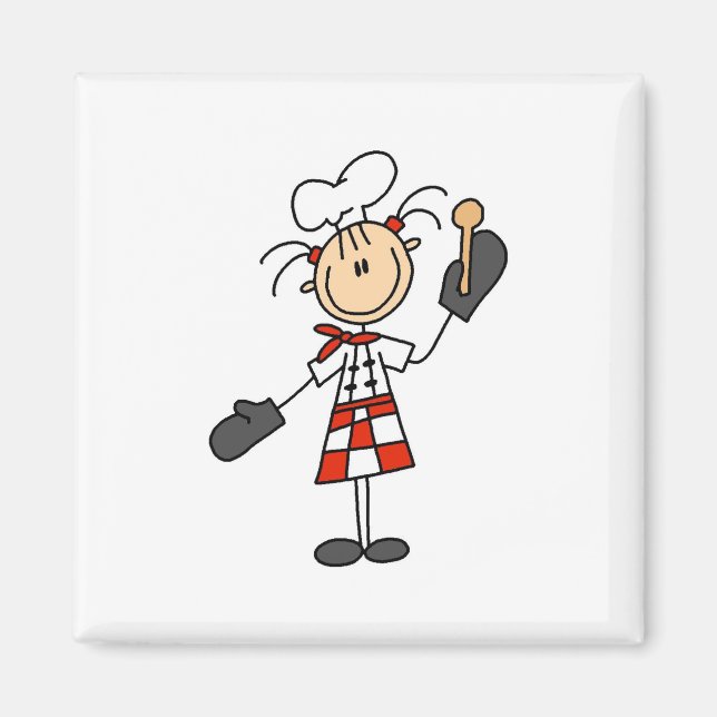 Chef Girl with Wooden Spoon Magnets (Front)