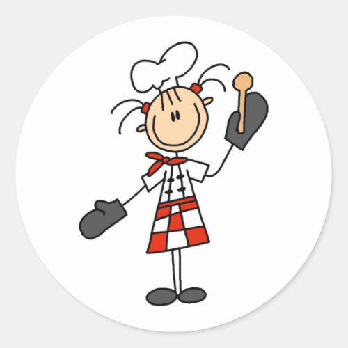 Chef Girl with Wooden Spoon Stickers