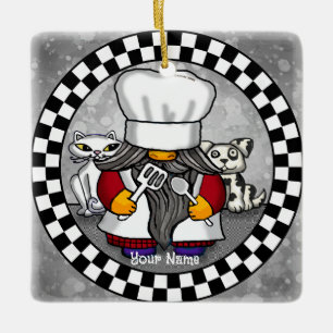 Chef gnome ceramic ornament