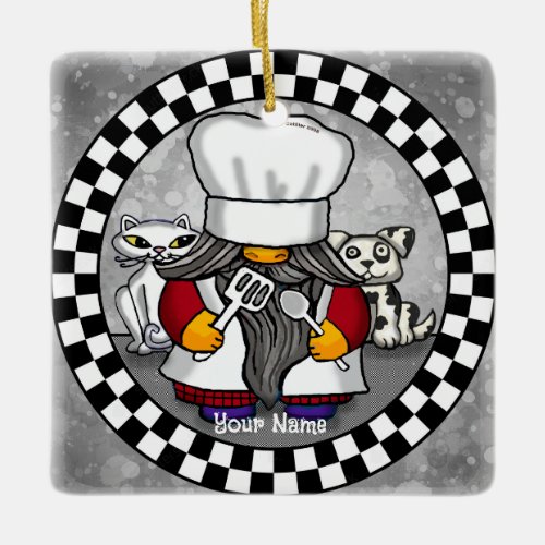 Chef Gnome custom name  Ceramic Ornament