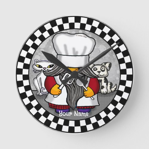 Chef Gnome custom name  Round Clock