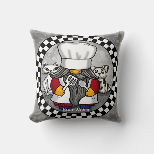 Chef Gnome custom name  Throw Pillow