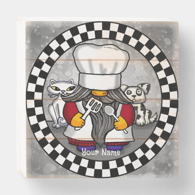 Chef gnome  wooden box sign (Front Horizontal)