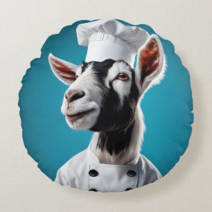 Chef Goat Round Pillow
