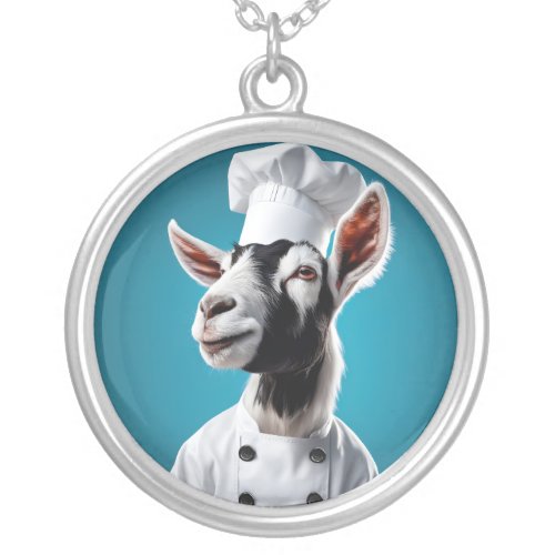 Chef Goat Silver Plated Necklace