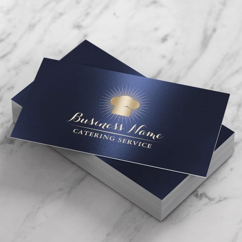 Chef Gold Hat Personal Chef Catering Service Navy Business Card