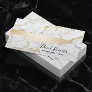 Chef Gold Knife Catering Modern White Marble Business Card