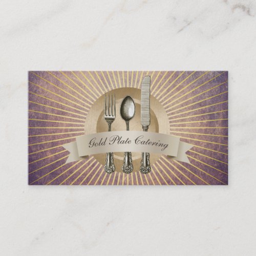 Chef Gold Plate Catering  Events Vintage Business Card