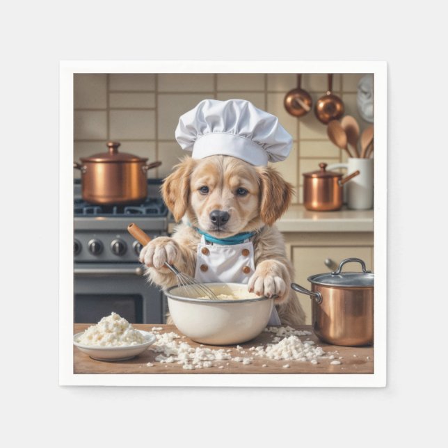 Chef Golden Retriever Puppy  Napkins (Front)