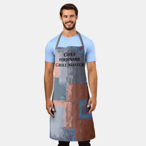 Chef Grill Master Gray Brown Squares Apron