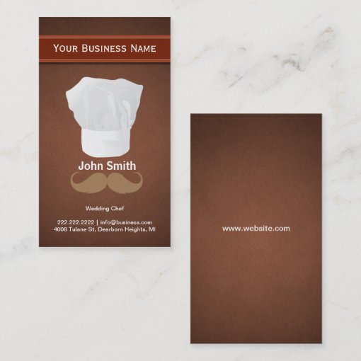 Chef hat and mustache Brown business card Zazzle