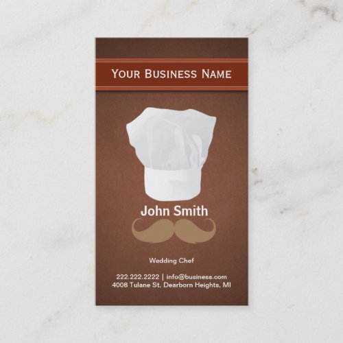 Chef hat and mustache Brown business card