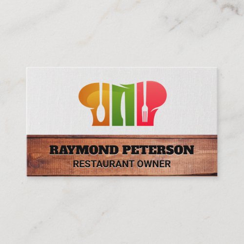 Chef Hat and Silverware  Cook Logo Business Card