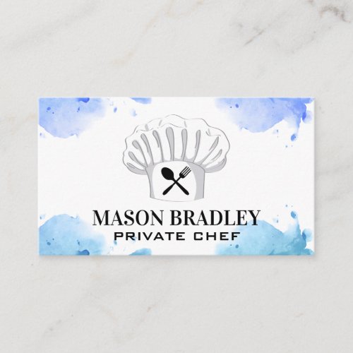 Chef Hat and Silverware  Watercolor Business Card