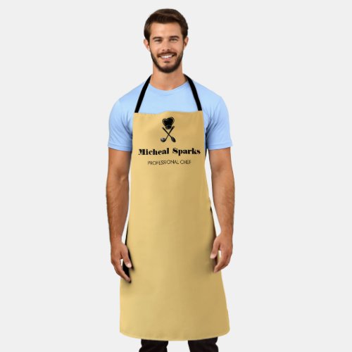Chef hat and spoons silhouette beige apron