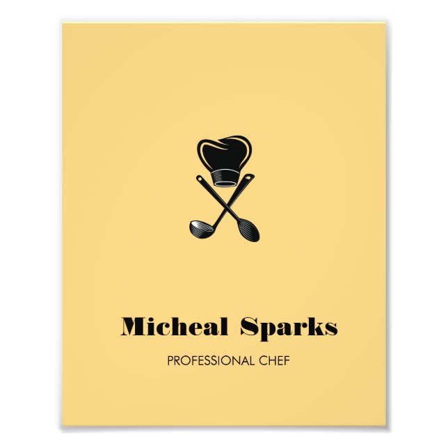 Chef hat and spoons silhouette beige photo print (Front)