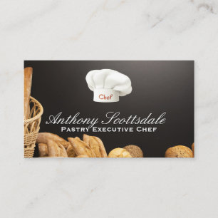 Chef Hat Baked Bread Background Business Card
