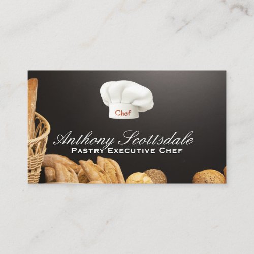 Chef Hat  Baked Bread Background Business Card