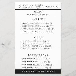 Chef Hat Catering Menu Flyer