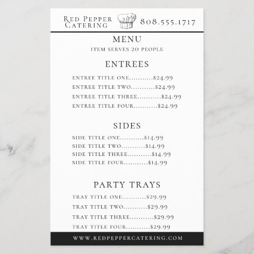 Chef Hat Catering Menu Flyer