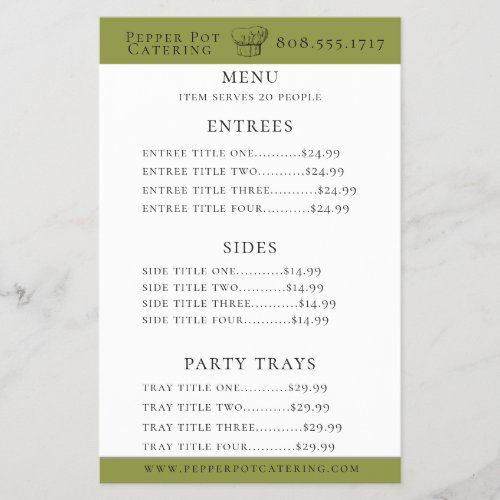 Chef Hat Catering Menu Flyer