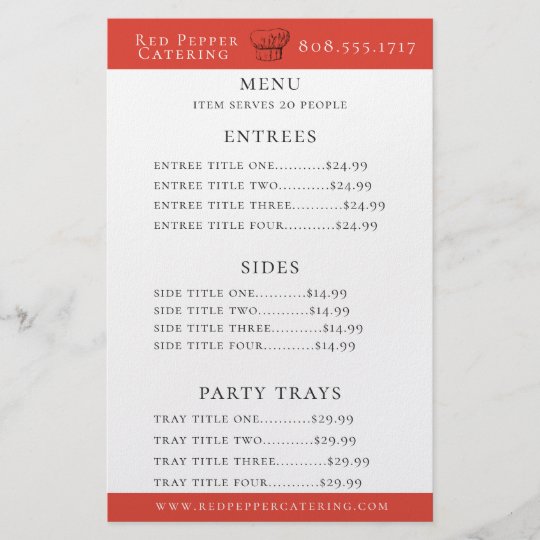 Chef Hat Catering Menu Flyer