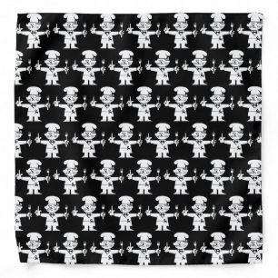 Chef Hat Cook Restaurant Catering Black White Bandana