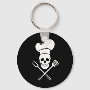 Chef Hat Cook Skull Kitchen Bbq Barbecue Tools  Keychain