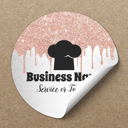 Chef Hat Cupcake Bakery Modern Drips Classic Round Sticker