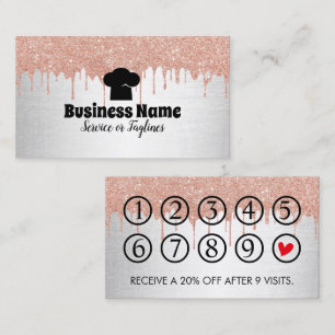 Chef Hat Cupcake Bakery Modern Drips Loyalty Punch Card