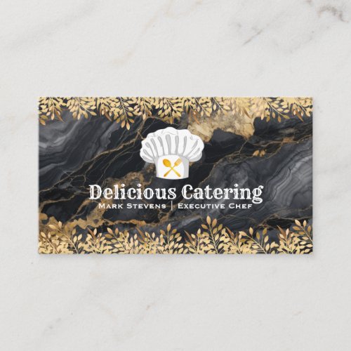 Chef Hat Dinnerware  Gold Leaf Lux Marble Business Card