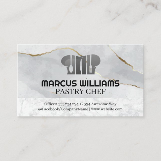 Chef Hat | Dinnerware | Marble Business Card (Front)