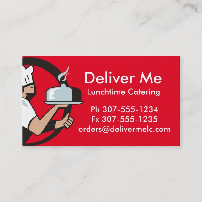Chef hat dome platter catering food delivery business card (Front)