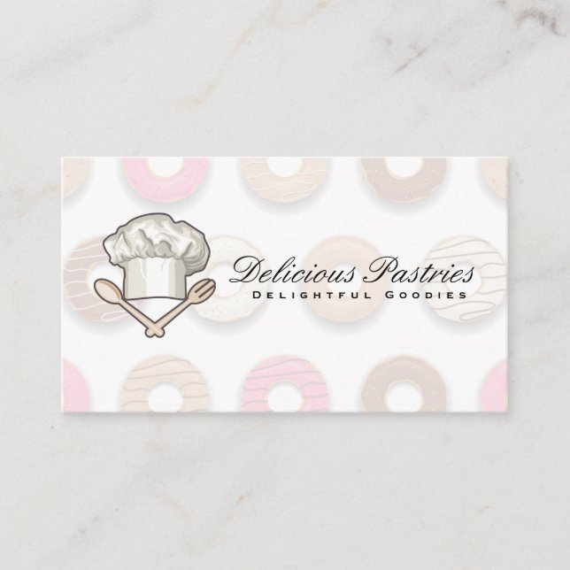 Chef Hat | Donut Pattern Business Card (Front)