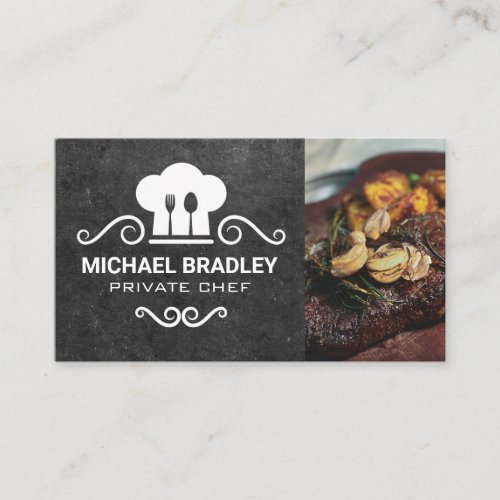 Chef Hat Fork Knife  Steak Business Card