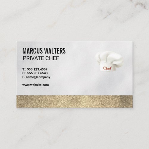 Chef Hat  Gold Leather Trim Business Card