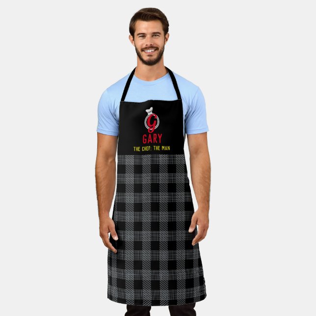 Chef hat monogram foodie personalized cooking apron (Worn)