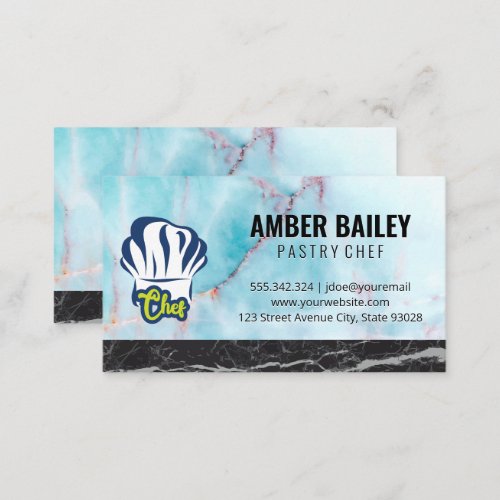 Chef Hat  Ocean Granite  Black Marble Business Card