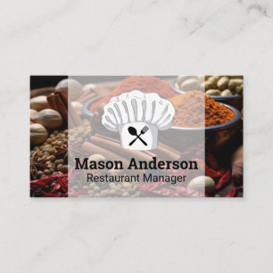 Chef Hat Silverware Herbs Spices Business Card