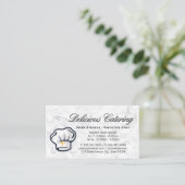 Chef Hat | Silverware | Marble Background Business Card (Standing Front)