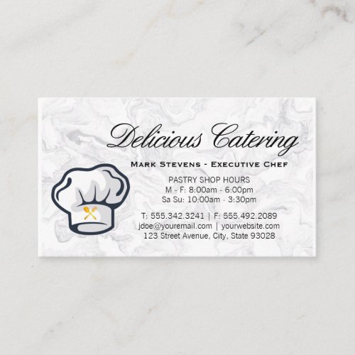 Chef Hat  Silverware  Marble Background Business Card