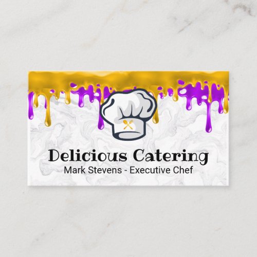 Chef Hat  Silverware  Pastry Icing Drip  Marble Business Card