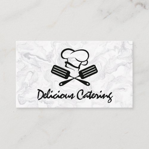 Chef Hat  Spatula  Marble Business Card