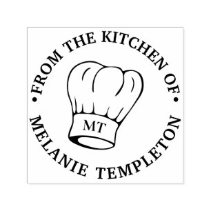 Chef Hat Toque “From the kitchen of” Name Initials Self-inking Stamp