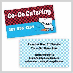 chef hat wheels to go meal food delivery culinary business card