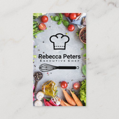 Chef Hat  Whisk  Fresh Vegetables Business Card